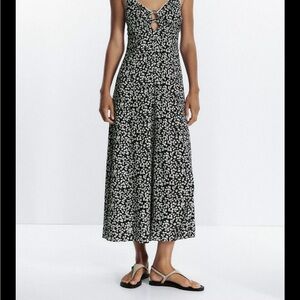 Zara Black and White Floral Maxi Dress NWT